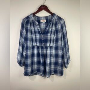 Wrangler‎ Navy and White Plaid Blouse